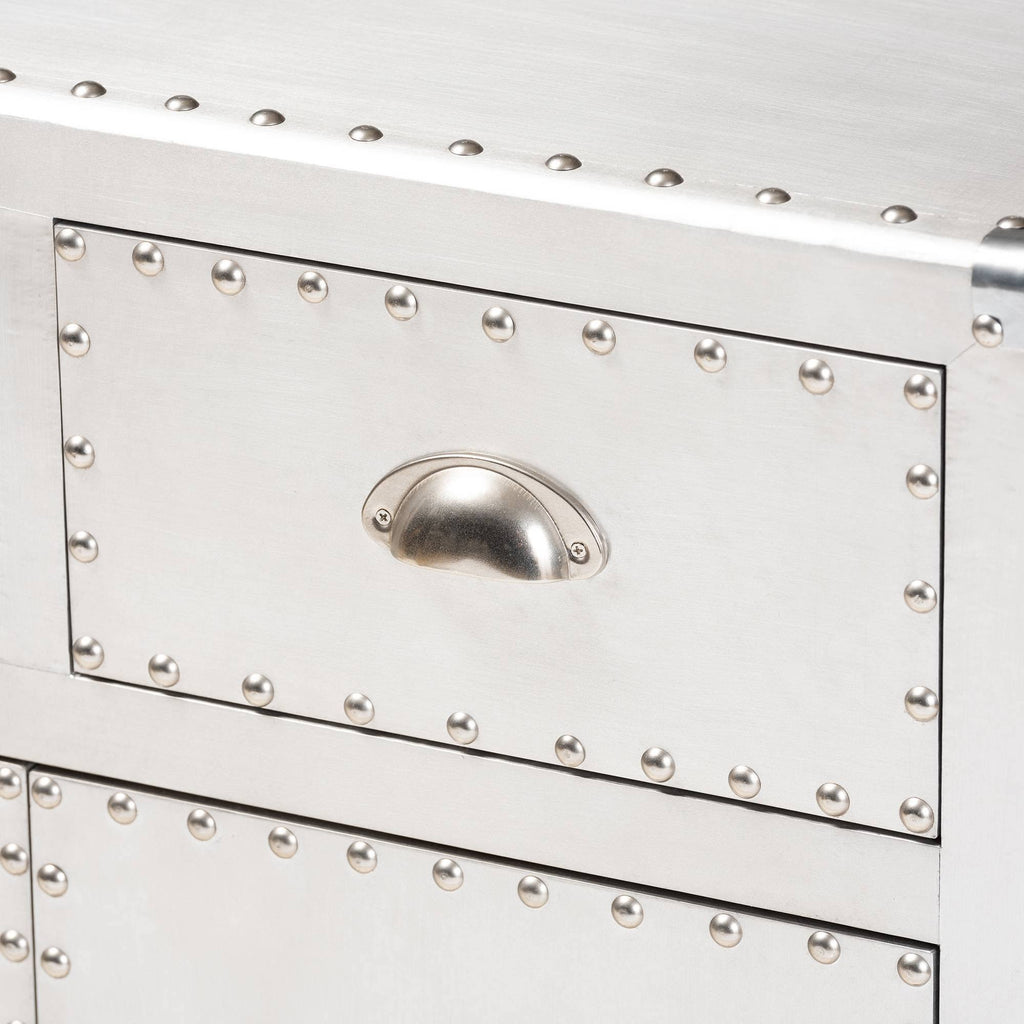 Silver 2-Door Metal Accent Storage Cabinet V24839