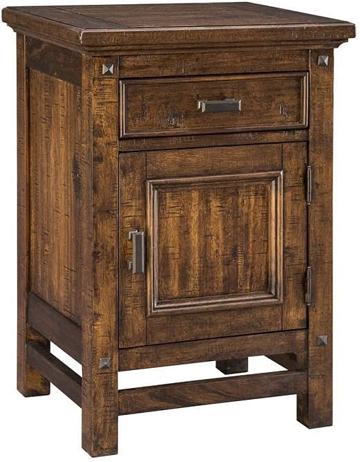 Rustic Acacia 1-Door 1-Drawer Nightstand Z1213