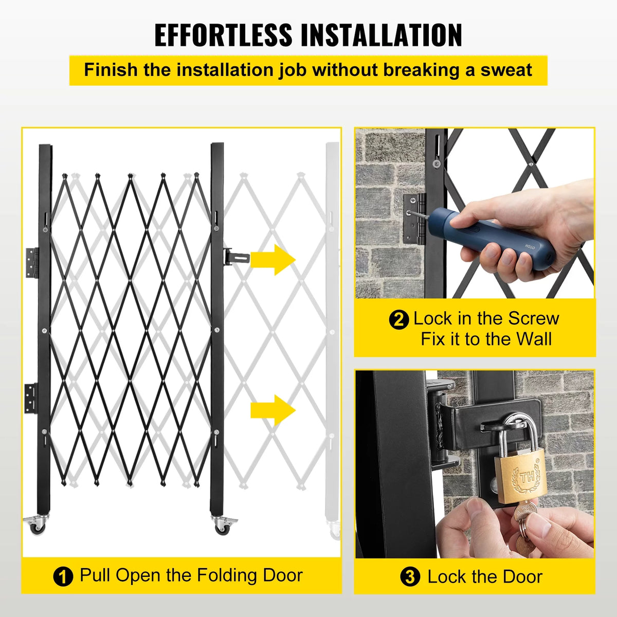 Folding Steel Security Gate with Padlock F457158