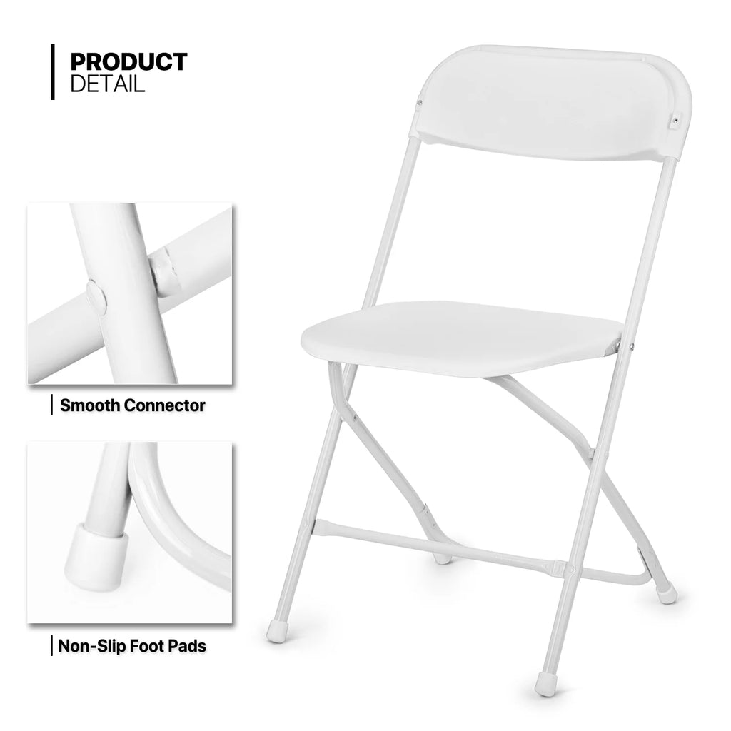 11-Piece White Folding Dining Table and Chairs Set O36719