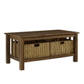 Dark Walnut Coffee Table with Woven Baskets C2117