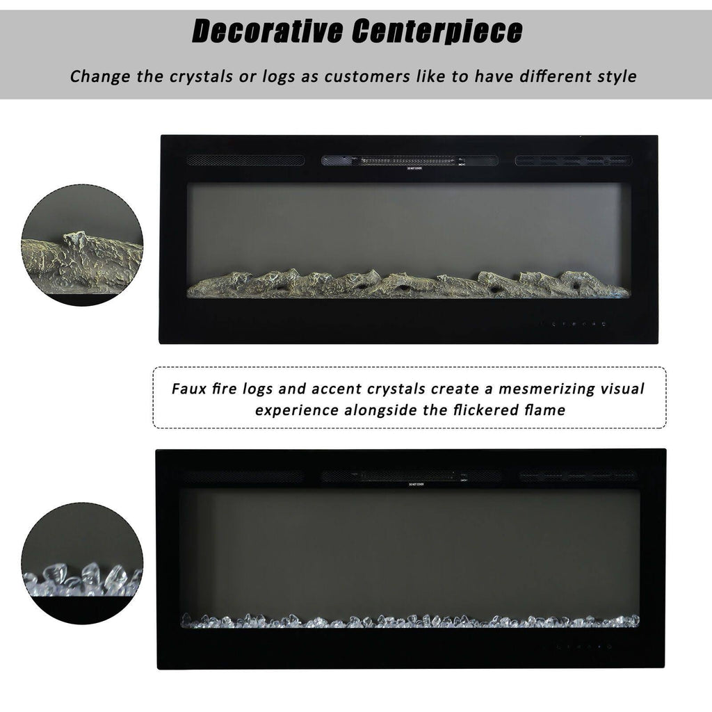 50-Inch Wall Mounted Recessed Electric Fireplace W6701