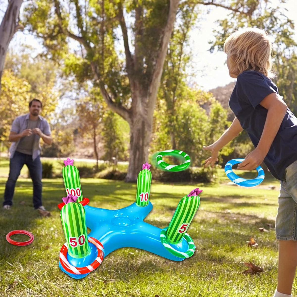 Giant Inflatable Cactus Ring Toss Party Game Toys (4 Rings) I354