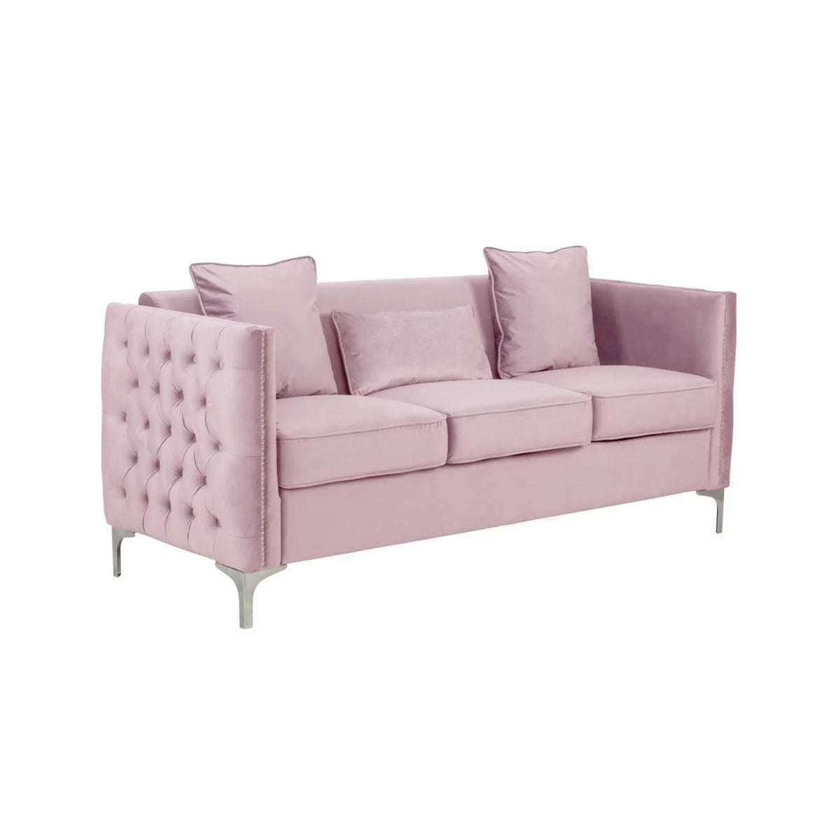 Pink Velvet Button Tufted Sofa X274