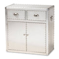 Silver 2-Door Metal Accent Storage Cabinet V24839
