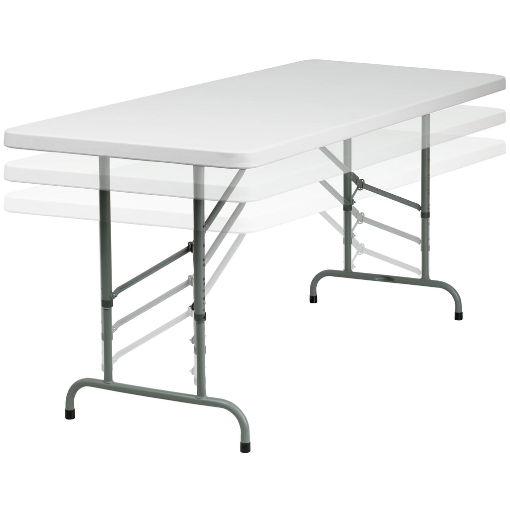 Height Adjustable Granite White Plastic Folding Table W420764