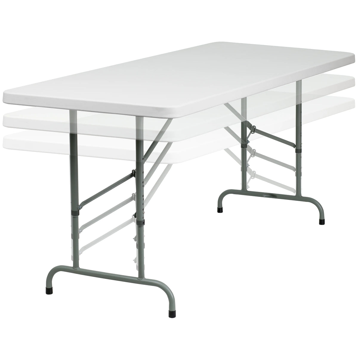 Height Adjustable Granite White Plastic Folding Table W420764