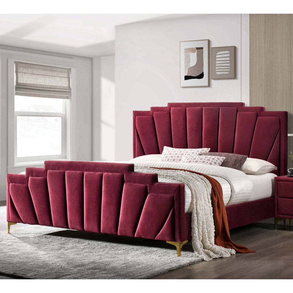 King Fabric Panel Bed C7374