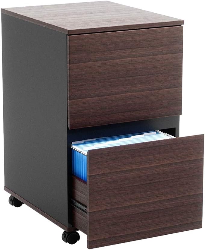 Gray 2 Drawer Wood Rolling File Cabinet M72188