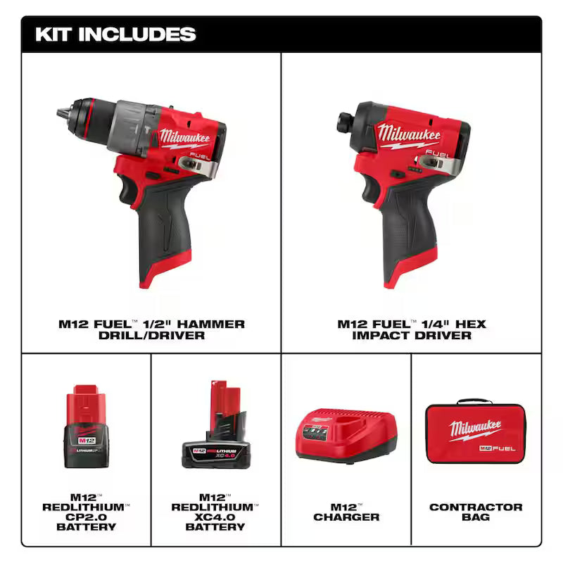 12-Volt Li-Ion Brushless Cordless Hammer Drill and Impact Driver Combo Kit with 3/8 in. Ratchet O410310