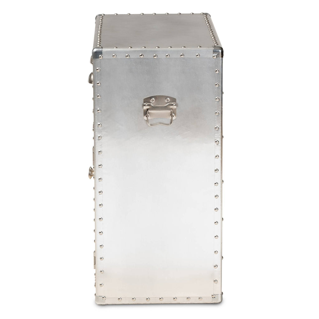 Silver 2-Door Metal Accent Storage Cabinet V24839