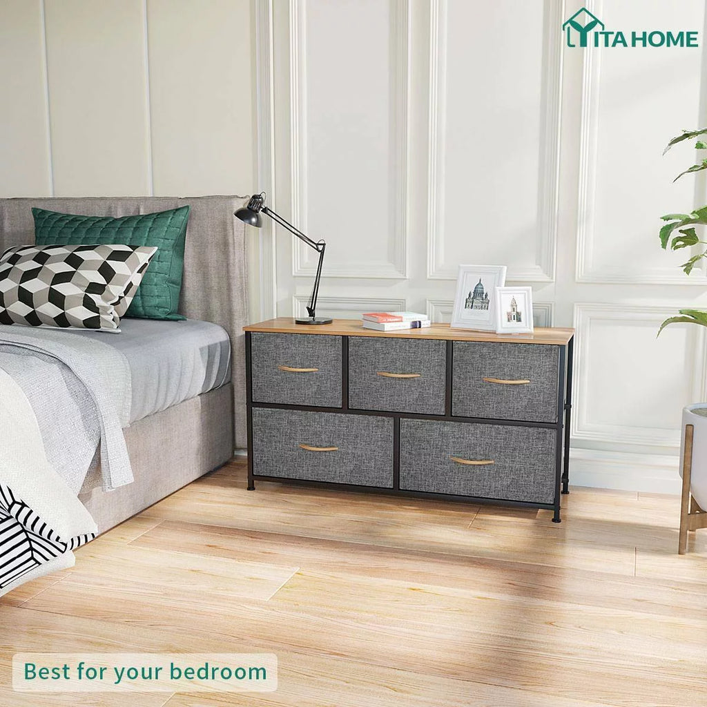 Dark Gray 5 Drawer Dresser O302332