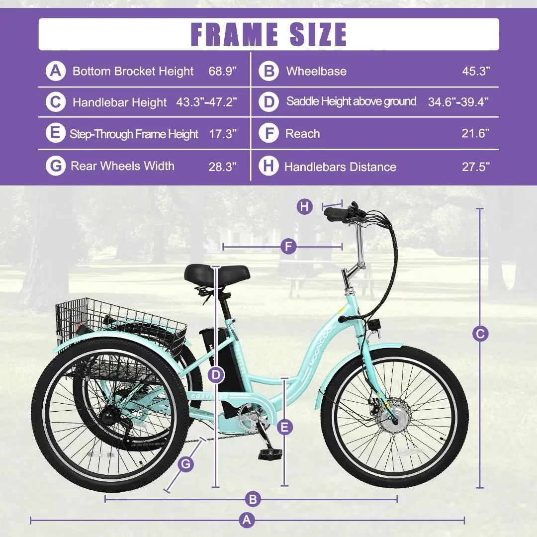 24" 350W 3 Wheel Electric Tricycle E533