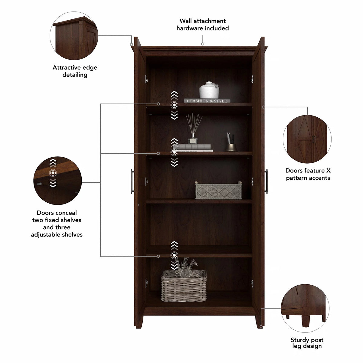 Tall Bathroom Storage Cabinet with Doors A787