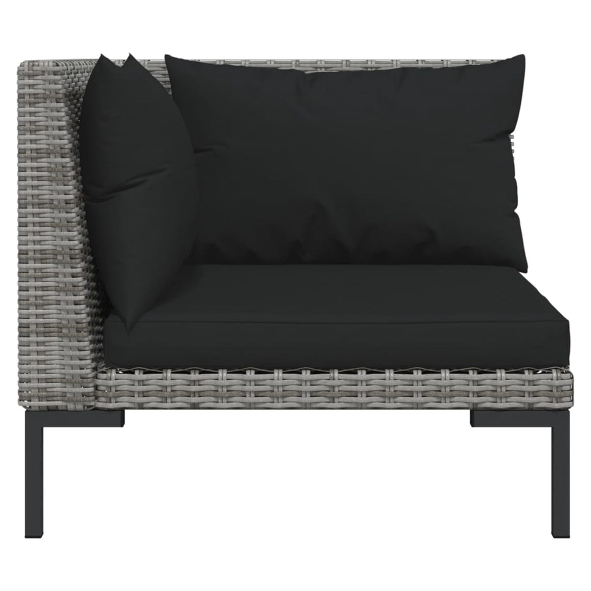 14 Piece Poly Rattan Dark Gray Outdoor Sectional Sofa Set with Cushions and Coffee Table V486