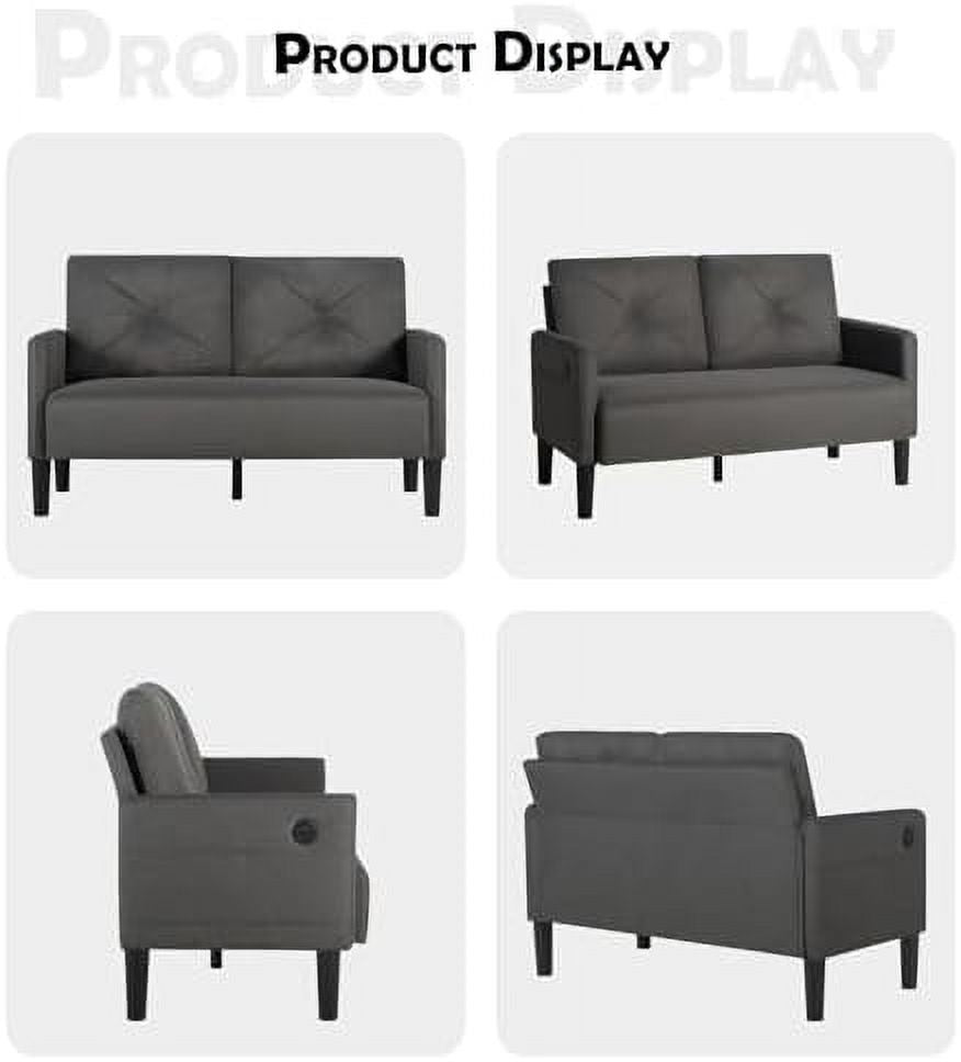 56" Tufted 2 Seater Loveseat Sofa with Charger Port & Pocket O917