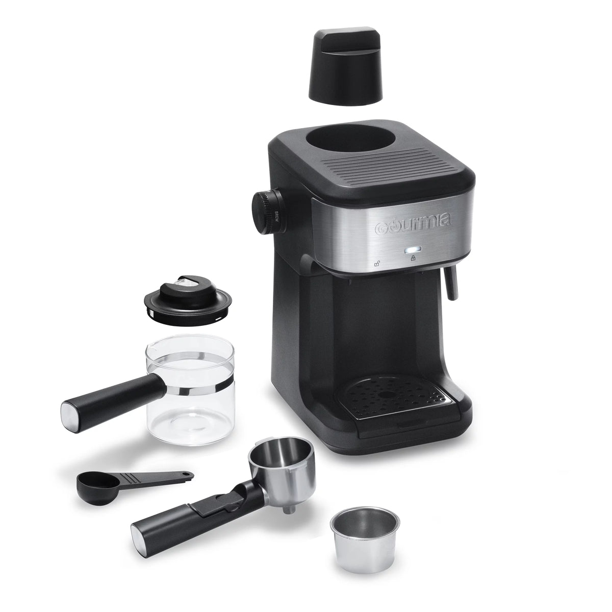 4-Shot Steam Espresso, Cappuccino, and Latte Maker with Frothing Wand G20198