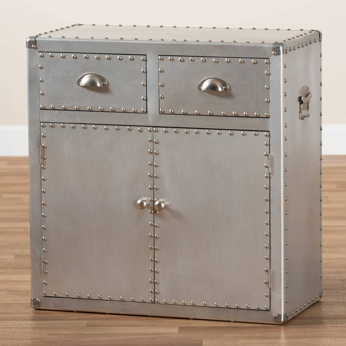 Silver 2-Door Metal Accent Storage Cabinet V24839