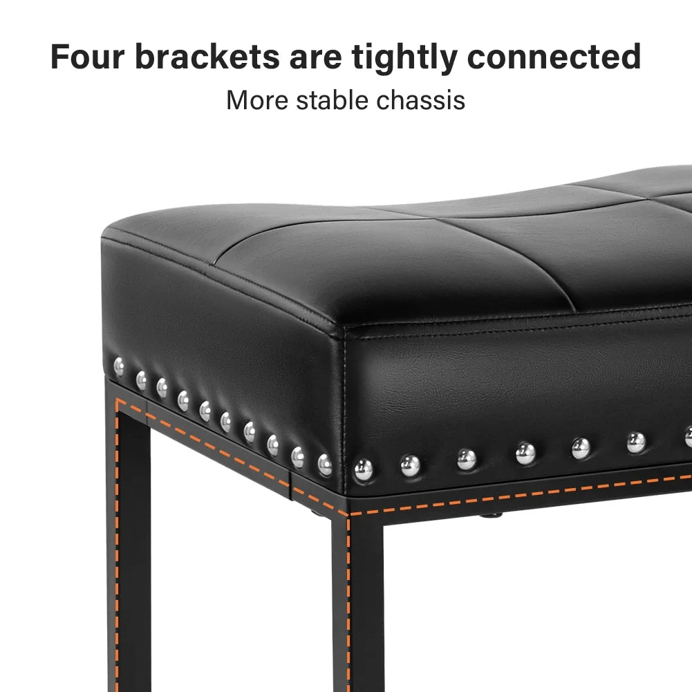 Black 24" Backless Bar Stools Set Of 2 PU Leather S271