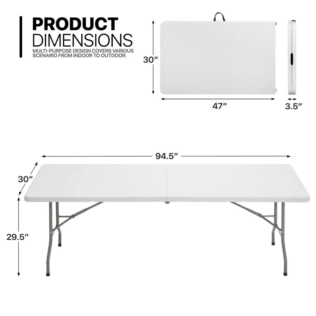 11-Piece White Folding Dining Table and Chairs Set O36719