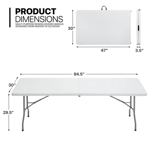 11-Piece White Folding Dining Table and Chairs Set O36719