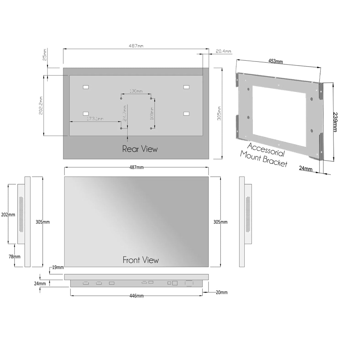 22" Smart Mirror TV with Antique White Frame P9997