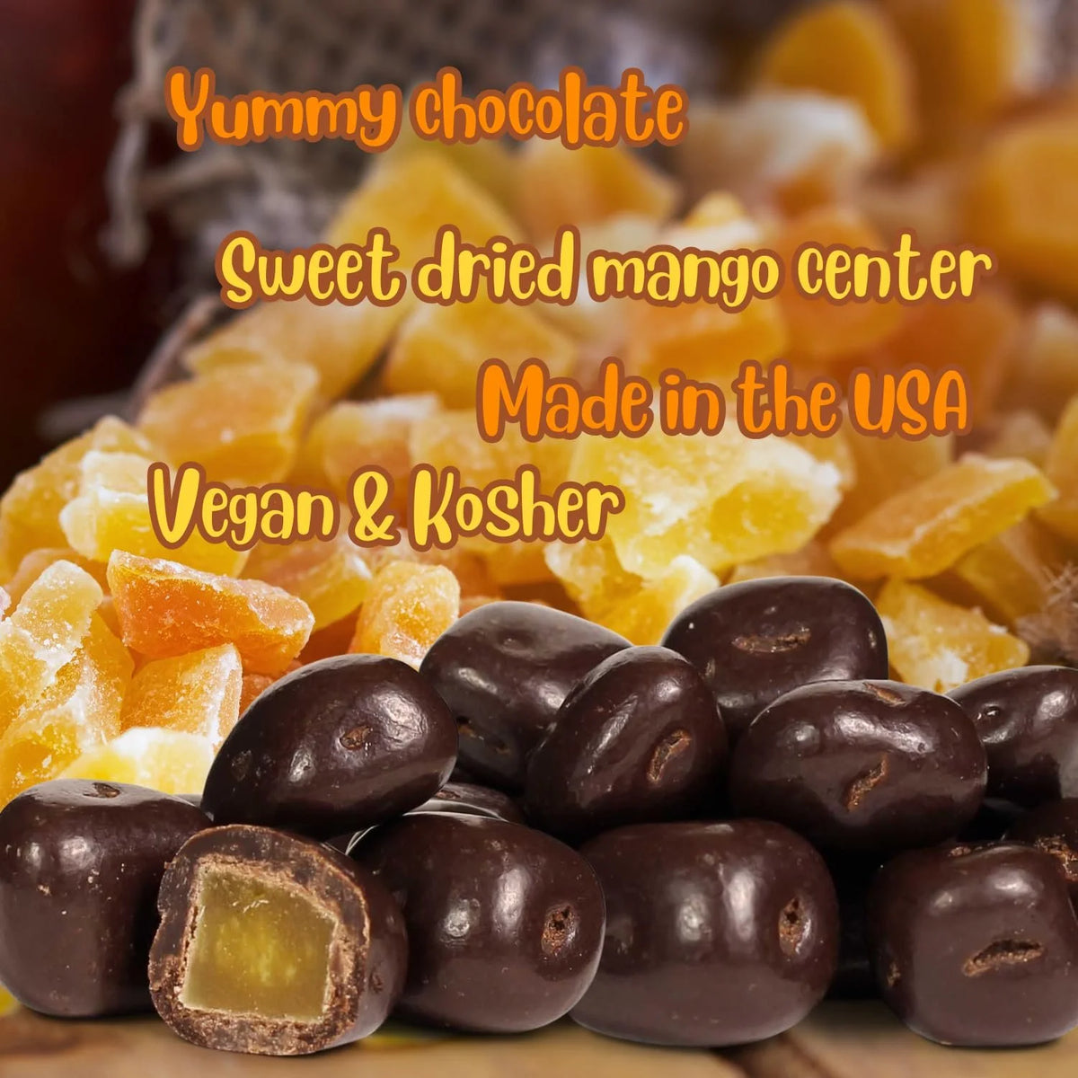 Dark Chocolate Covered Dried Mango 60 OZ Vegan Non-Dairy Kosher Q815028