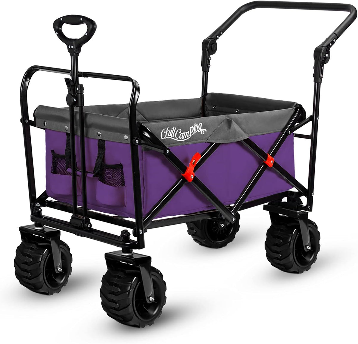 Purple All Terrain Heavy Duty Collapsible Beach Wagon with Big Wide Rubber Wheels B790687