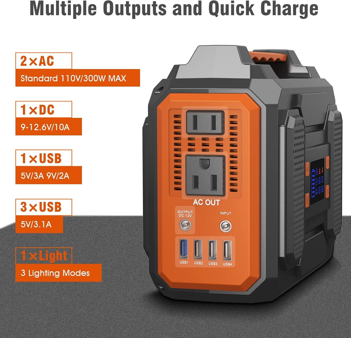Portable Power Station 300W, 280Wh Lithium Battery Backup Power Source with AC Outlet K99393
