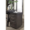 Cafe Brown Solid Pine Wood File Cabinet with Rolling Casters J460359