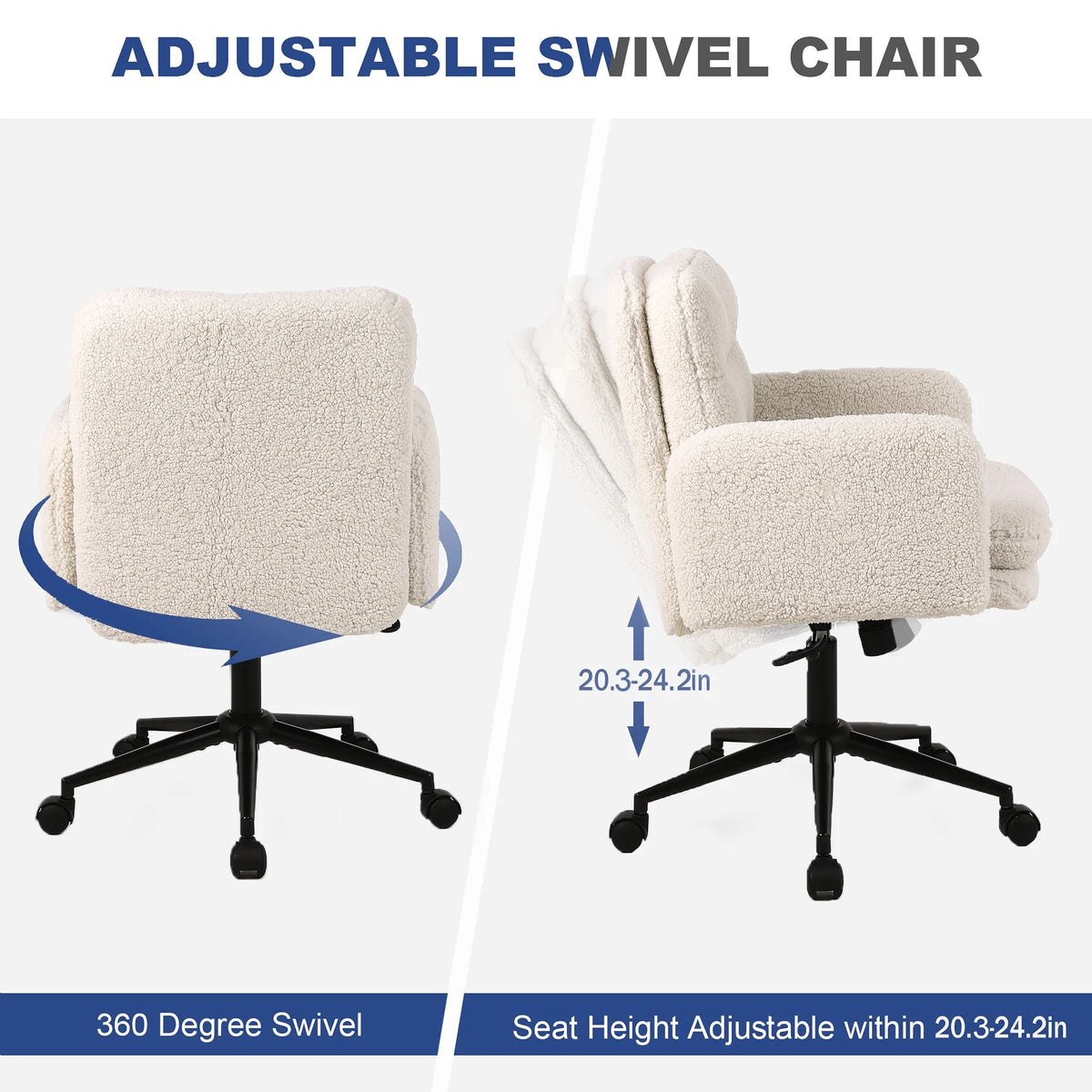 Adjustable Home Office Chair with Wheels L3634