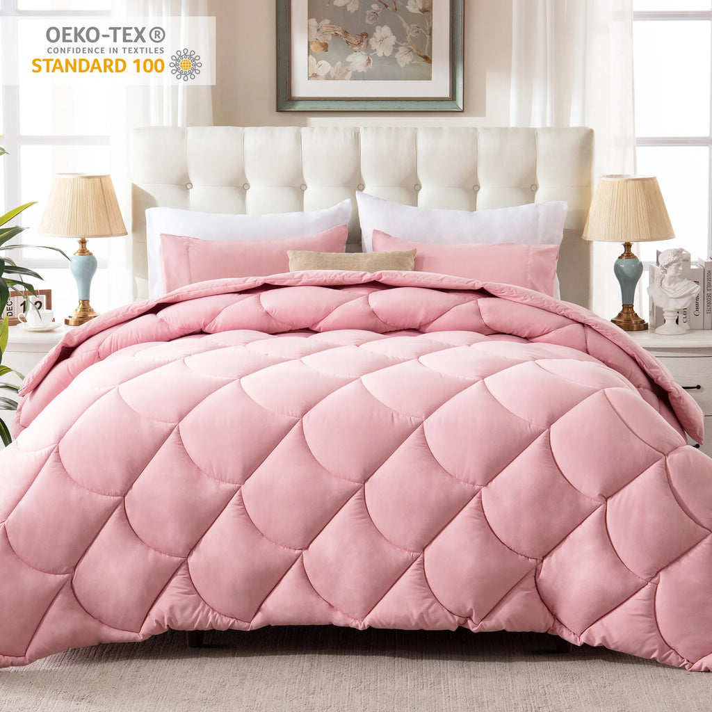 3 Pieces Reversible California King Pink Comforter Set G774