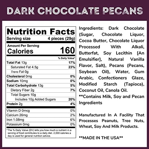Dark Chocolate Pecans 1.5 Lb Tub Q1176
