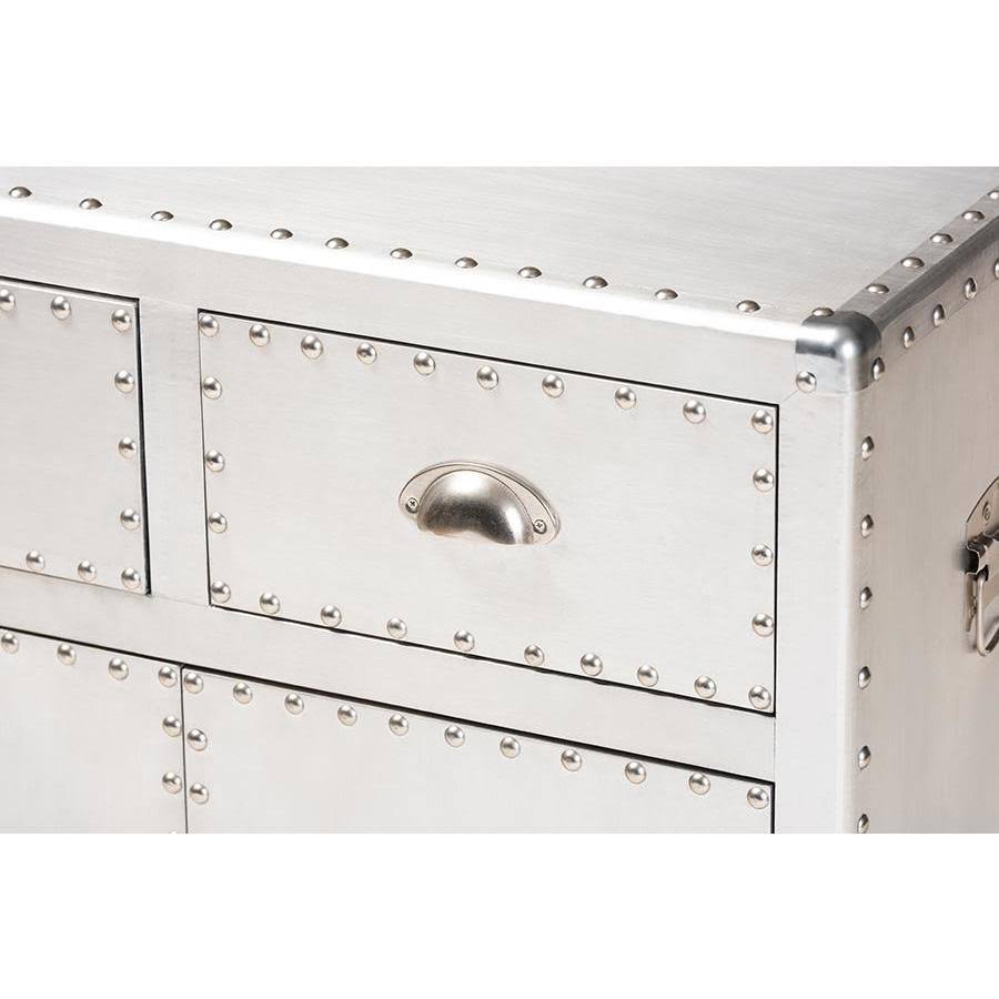 Silver 2-Door Metal Accent Storage Cabinet V24839
