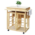Drop Leaf Table, Rolling Kitchen Tables, Dining Table Set for 2, Natural V476981