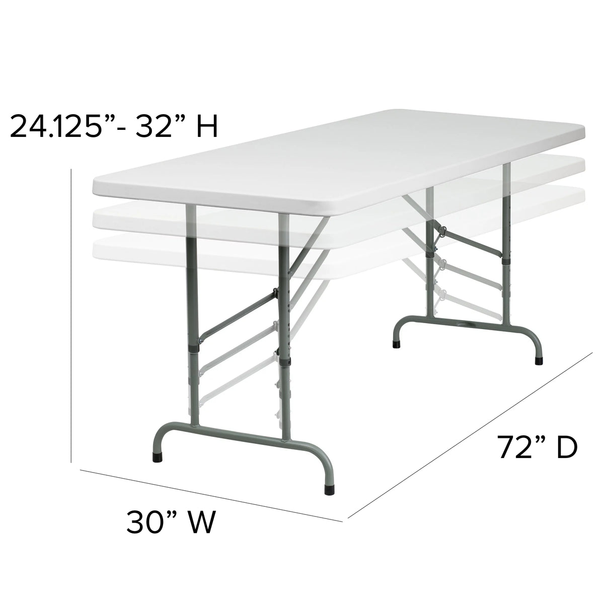 Height Adjustable Granite White Plastic Folding Table W420764