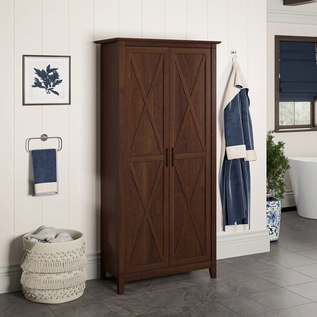 Tall Bathroom Storage Cabinet with Doors A787