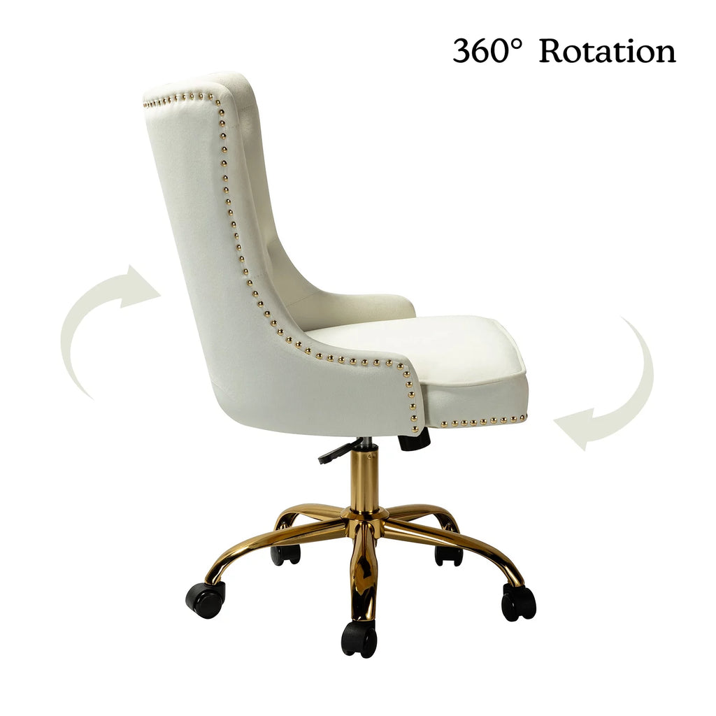 Velvet Tufted Wingback Upholstered Swivel Adjustable Office Chair O830
