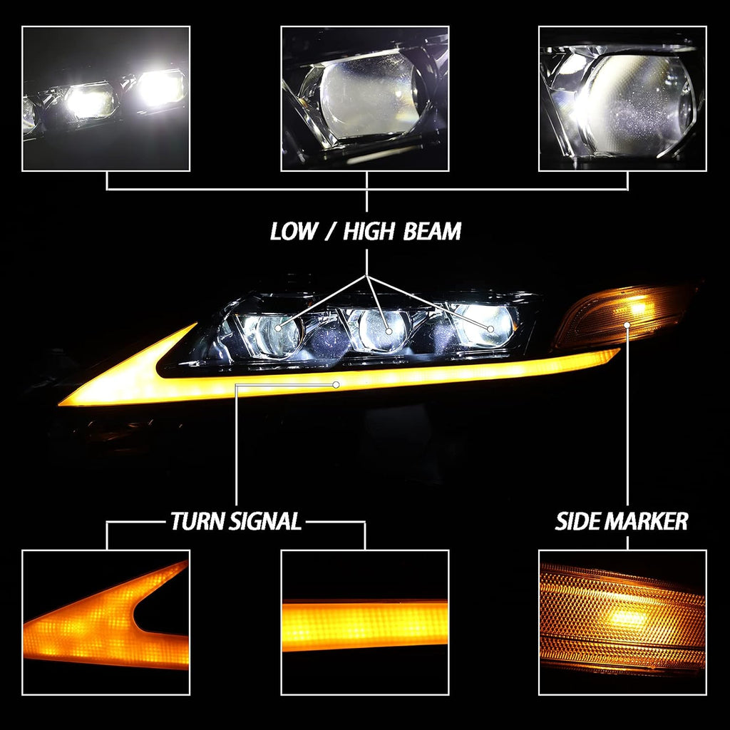 Upgrade Full LED Headlights Assembly with Sequential Turn Signal, Left+Right Pair P1725