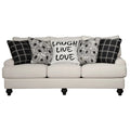 Ecru Off White Fabric 3 Seat Sofa with Accent Pillows K811576