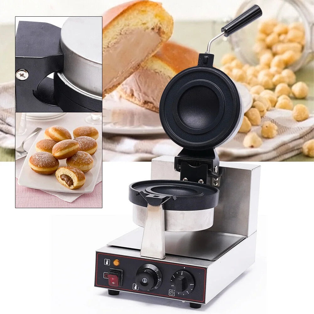 Commercial Electric Nonstick Waffle Maker 1000W Silver and Black J134