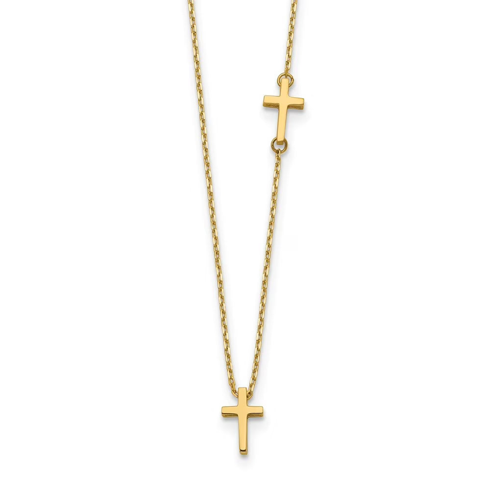 14k Gold Cross Pendant Necklace 18 Inch 5mm Wide B313731