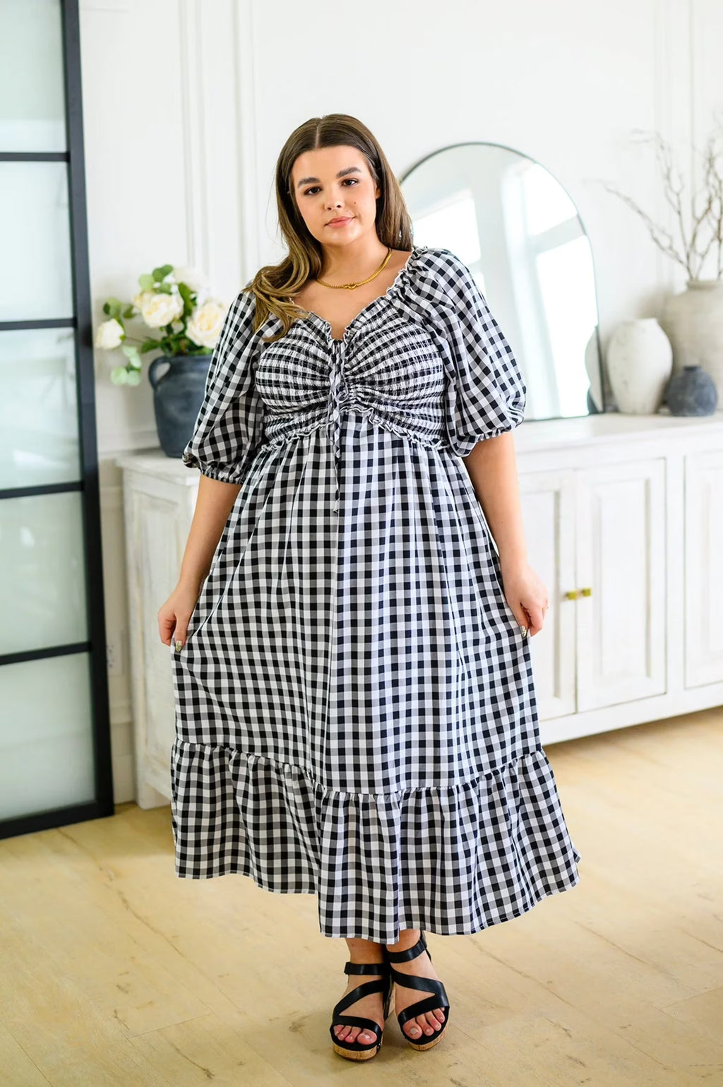 Gingham Midi Dress H391