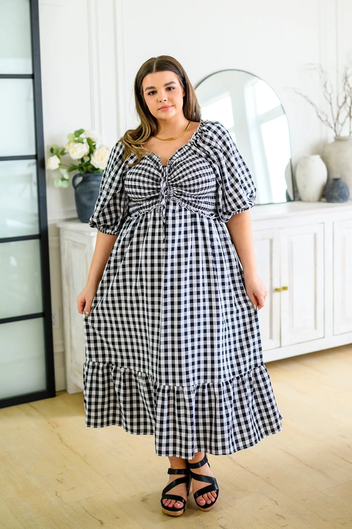 Gingham Midi Dress H391