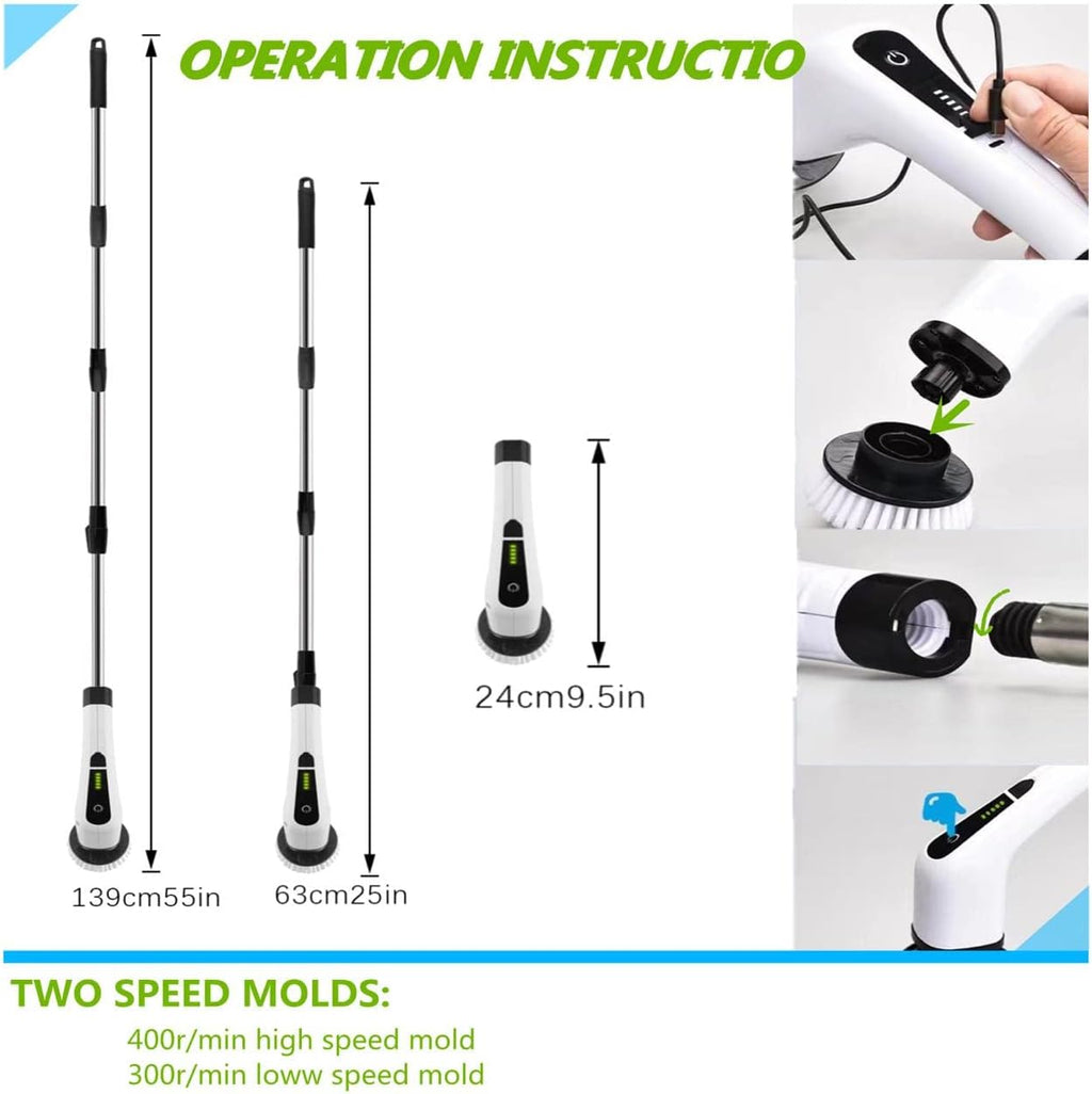 Electric Spin Scrubber Rechargeable Cordless 7 in 1 Handle Scrubber J61398