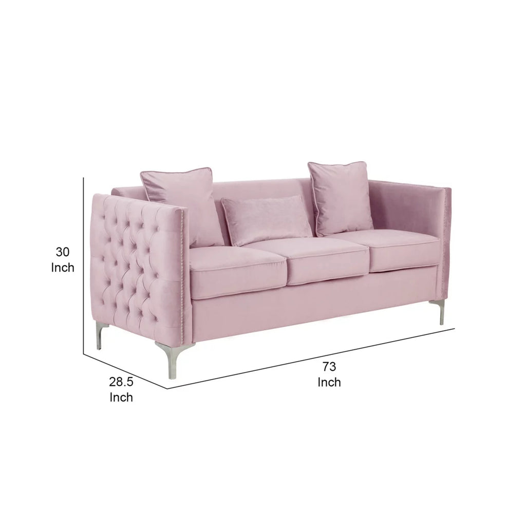 Pink Velvet Button Tufted Sofa X274