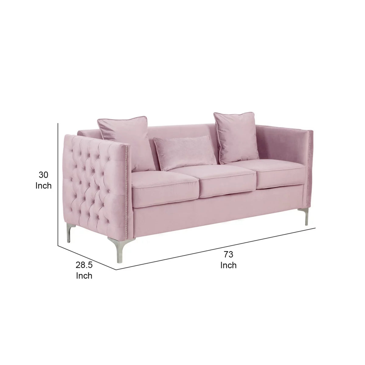 Pink Velvet Button Tufted Sofa X274