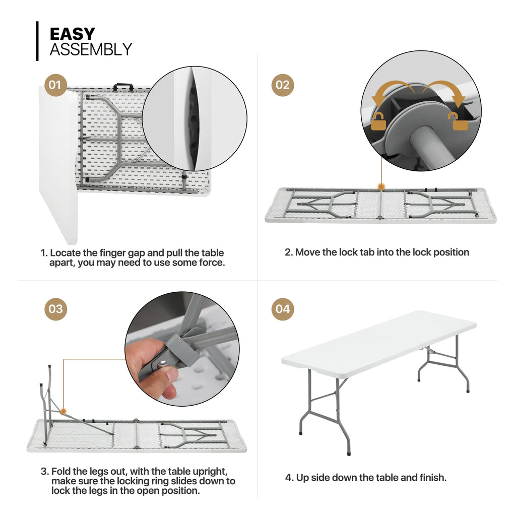 11-Piece White Folding Dining Table and Chairs Set O36719