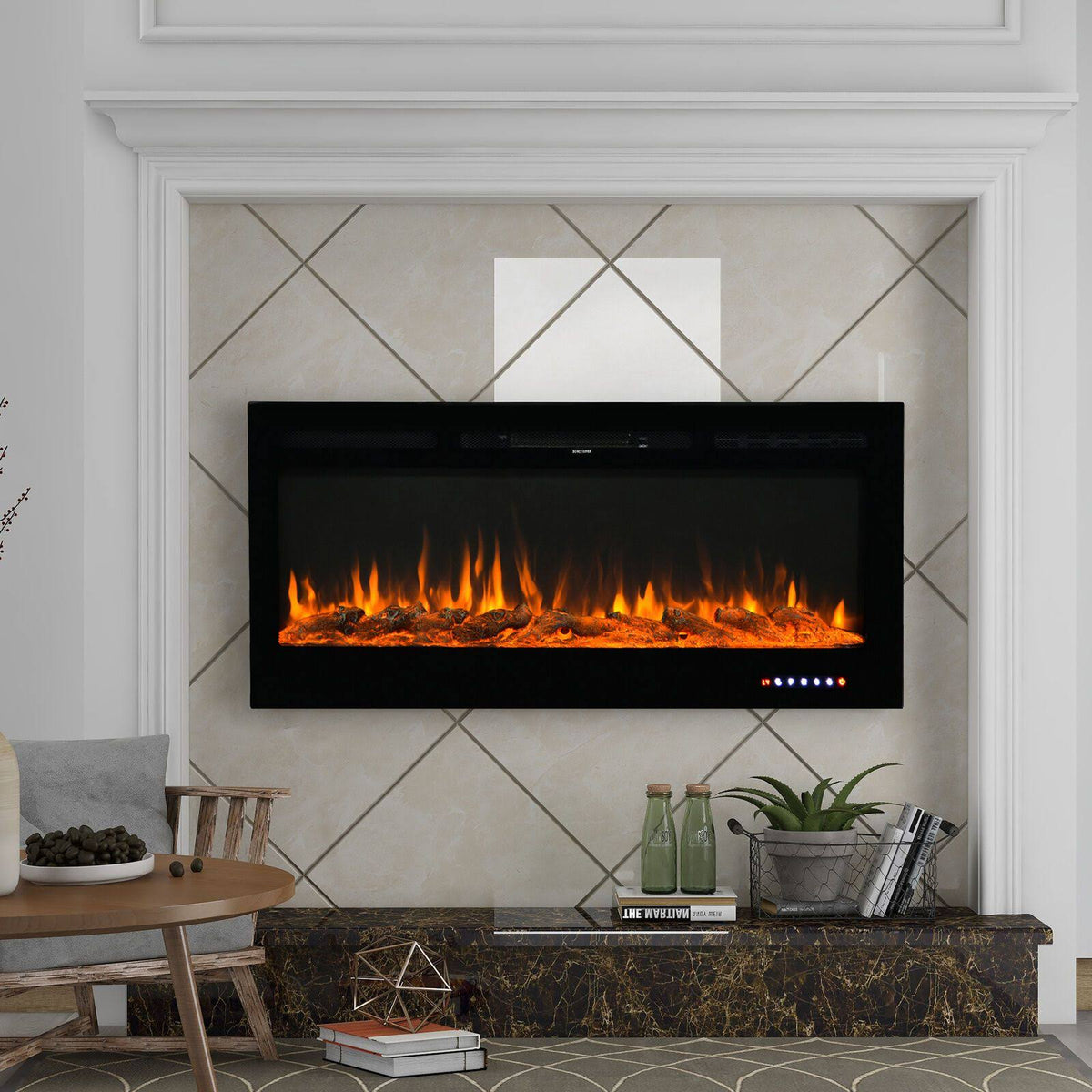 50-Inch Wall Mounted Recessed Electric Fireplace W6701