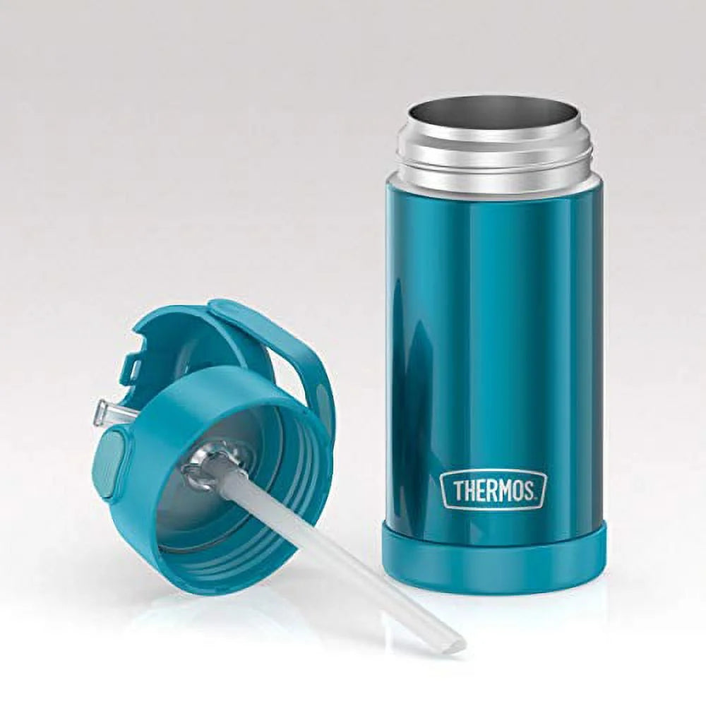 Teal 12 Ounce Stainless Steel Vacuum Insulated Kids Straw Bottle N7677